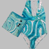 European and American sexy printed bikini new style women's one-piece swimsuit