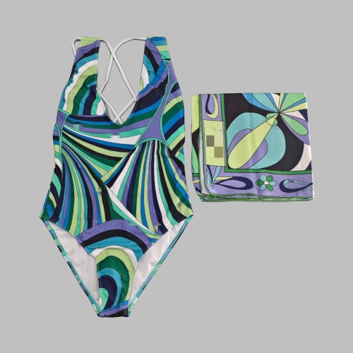 Silk scarf swimsuit bikini three-piece swimsuit for women