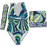 Silk scarf swimsuit bikini three-piece swimsuit for women