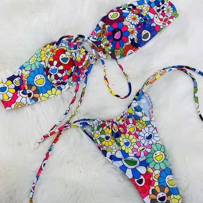 2021 European and American Sexy Sunflower Print Bikini
