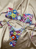 2021 European and American Sexy Sunflower Print Bikini