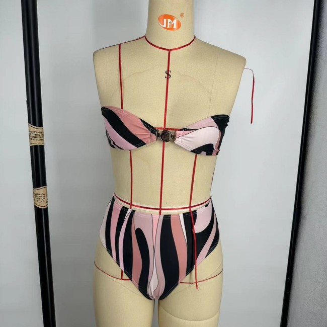European and American sexy printed bikini new style women's one-piece swimsuit