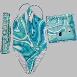 European and American sexy printed bikini new style women's one-piece swimsuit