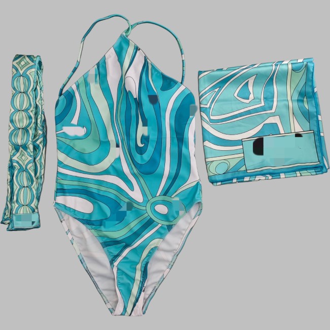 European and American sexy printed bikini new style women's one-piece swimsuit
