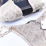 GU66X Series G Letter Embroidered See-Through Lingerie Set for Women, European and American Style