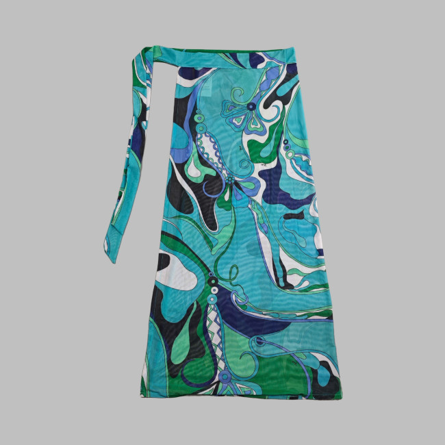 Striped bikini swimsuit scarf sarong