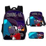 Among US 3-D Backpack Set 3PCS Backpack Lunch Box and Pencil Bag Shcool Bookbag Set