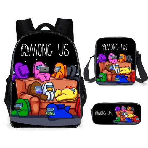 Among US 3-D Backpack Set 3PCS Backpack Lunch Box and Pencil Bag Shcool Bookbag Set