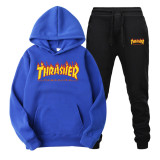 Thrasher Red Flame Print Sweatsuit 2 Pieces Sweatshirt and Sweatpants Set