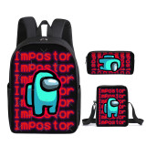 Amongs US Stundents Boys Girls Backpack Set 3-D Backpack Lunch Box and Pencil Bag Set