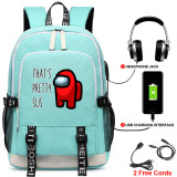 Among US Kids Youth Backpack With USB Charging Port Stundents Bookbag
