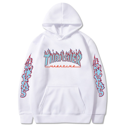 Thrasher Trendy Flame Hoodie Unisex Classic Flame Print Fashion Sweatshirt