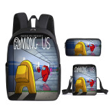 Amongs US Fashion Stundents Boys Girls Backpack Set 3-D Backpack Lunch Box and Pencil Bag Set