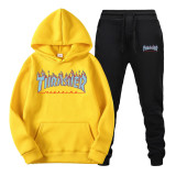 Adults Fashion Thrasher Hoodie and Jogger Pants Set Fashion Unisex Sweatsuit