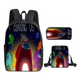 Amongs US Fashion Stundents Boys Girls Backpack Set 3-D Backpack Lunch Box and Pencil Bag Set
