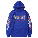 Thrasher Trendy Flame Hoodie Unisex Classic Flame Print Fashion Sweatshirt
