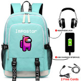 Among US Kids Youth Backpack With USB Charging Port Stundents Bookbag