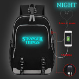 Stranger Things School Book Bag Big Capacity Rucksack Travel Bag With USB Charging Port