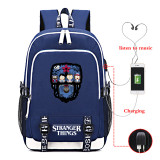 Stranger Things School Book Bag Big Capacity Rucksack Travel Bag With USB Charging Port