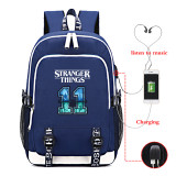 Stranger Things School Book Bag Big Capacity Rucksack Travel Bag With USB Charging Port