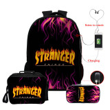 Stranger Things Fashion 3 Pieces Set School Backpack Lunch Bag and Pencil Bag