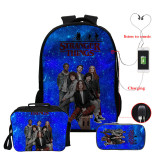 Stranger Things Fashion 3 Pieces Set School Backpack Lunch Bag and Pencil Bag