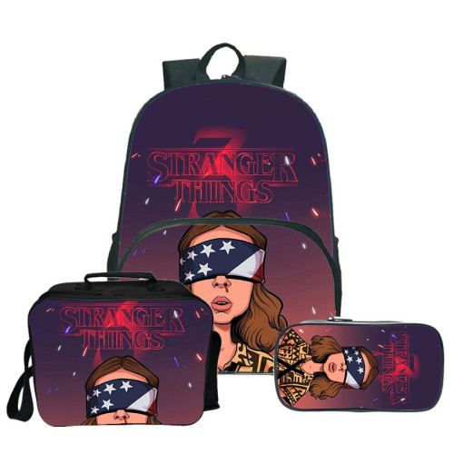 Stranger Things Popular Casual Kids School Backpack Book Bag With Lunch Box Bag and Pencil Bag 3 Piece Set