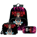 Stranger Things 3-D Print Backpack 3 Pieces Set School Backpack Lunch Bag and Pencil Bag