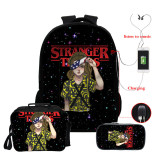 Stranger Things Fashion 3 Pieces Set School Backpack Lunch Bag and Pencil Bag