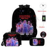 Stranger Things Fashion 3 Pieces Set School Backpack Lunch Bag and Pencil Bag