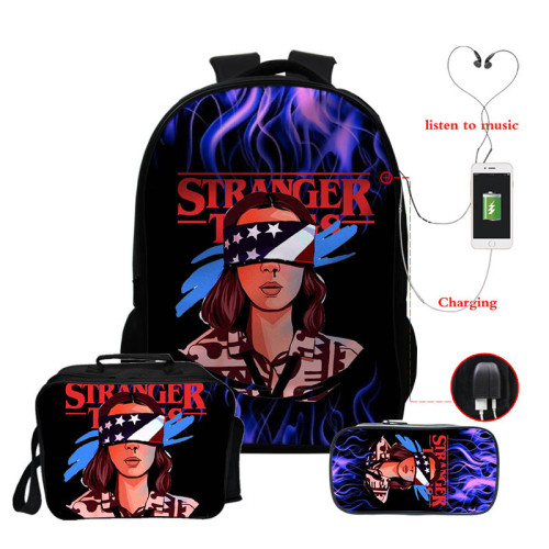 Stranger Things Backpack 3 Pieces Set School Backpack Lunch Bag and Pencil Bag