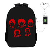 Stranger Things Fashion Cross Shoulder Bag Casual School Book Bag With USB Charging Port