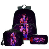 Stranger Things Popular Youth Kids School Backpack Book Bag With Lunch Box Bag and Pencil Bag 3 Piece Set