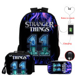 Stranger Things Backpack 3 Pieces Set School Backpack Lunch Bag and Pencil Bag
