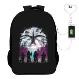 Stranger Things Fashion Cross Shoulder Bag Casual School Book Bag With USB Charging Port