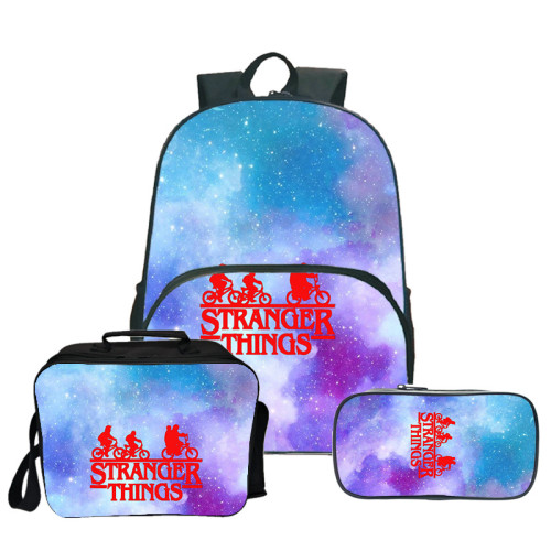 Stranger Things Popular Youth Kids School Backpack Book Bag With Lunch Box Bag and Pencil Bag 3 Piece Set