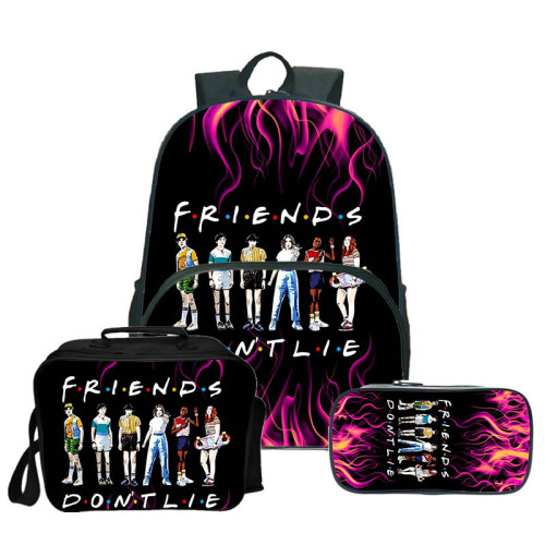 Stranger Things Fashion Backpack 3 Pieces Set School Backpack Lunch Bag and Pencil Bag