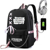 Stranger Things Fashion Backpack School Book Bag With USB Charging Port