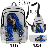 Billie Eilish Trendy Big Capacity School Backpack Book Bag With Sling Bag and Pencil Bag