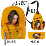 Billie Eilish Students Backpack With Sling Bag and Pencil Bag 3 Piece Set