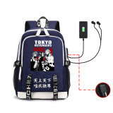 Anime Tokyo Revengers Students Backpack With USB Charging Port Unisex Youth Travel Backpack Computer Bag