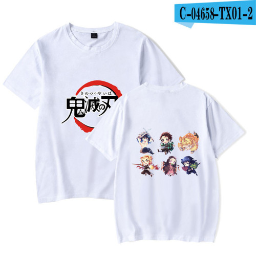 Demon Slayer Anime Merch Summer Unisex Cotton Tee Short Sleeve Round Neck Youth Street Style T-shirt