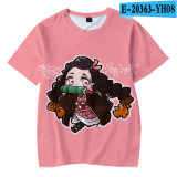 Demon Slayer Anime Merch Cartoon Character Print Youth Unisex Tee Short Sleeve Cute T-shirt