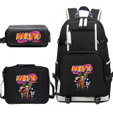 Anime Naruto Backpack Set Big Capacity Students Backpack With Lunch Bag and Pencil Bag Set 3pcs