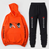 Anime Naruto Unisex Casual Sweatsuit 2 Pieces Set Hooded Sweatshirt and Jogger Pants Set