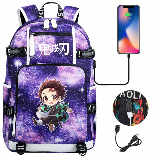 Demon Slayer Big Capacity Backpack Unsiex Ruchsack Students School Backpack Travel Backpack With USB Charging Port