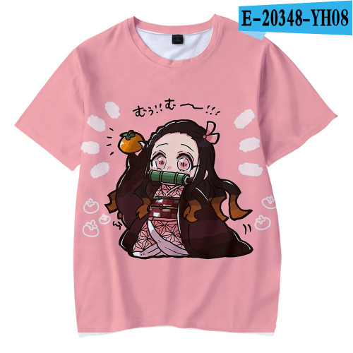 Demon Slayer Anime Merch Cartoon Character Print Youth Unisex Tee Short Sleeve Cute T-shirt