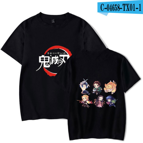 Demon Slayer Anime Merch Summer Unisex Cotton Tee Short Sleeve Round Neck Youth Street Style T-shirt