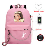 Ariana Grande School Book Bag Students Backpack Travel Bag With USB Charging Port
