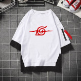 Anime Naruto Trendy Tee Fake Two Piece Street Style Short Sleeve T-shirt